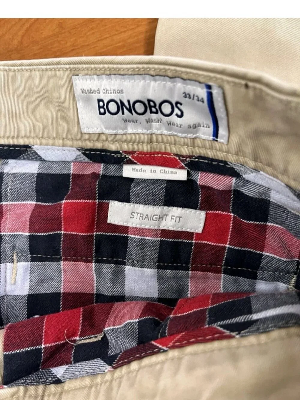 Bonobos Stretch Chino Pants Men's 33x34 Khaki Tan Straight Fit Business Casual